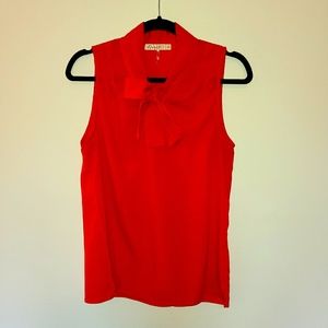 Red Sleeveless Tie Front Blouse Size Med